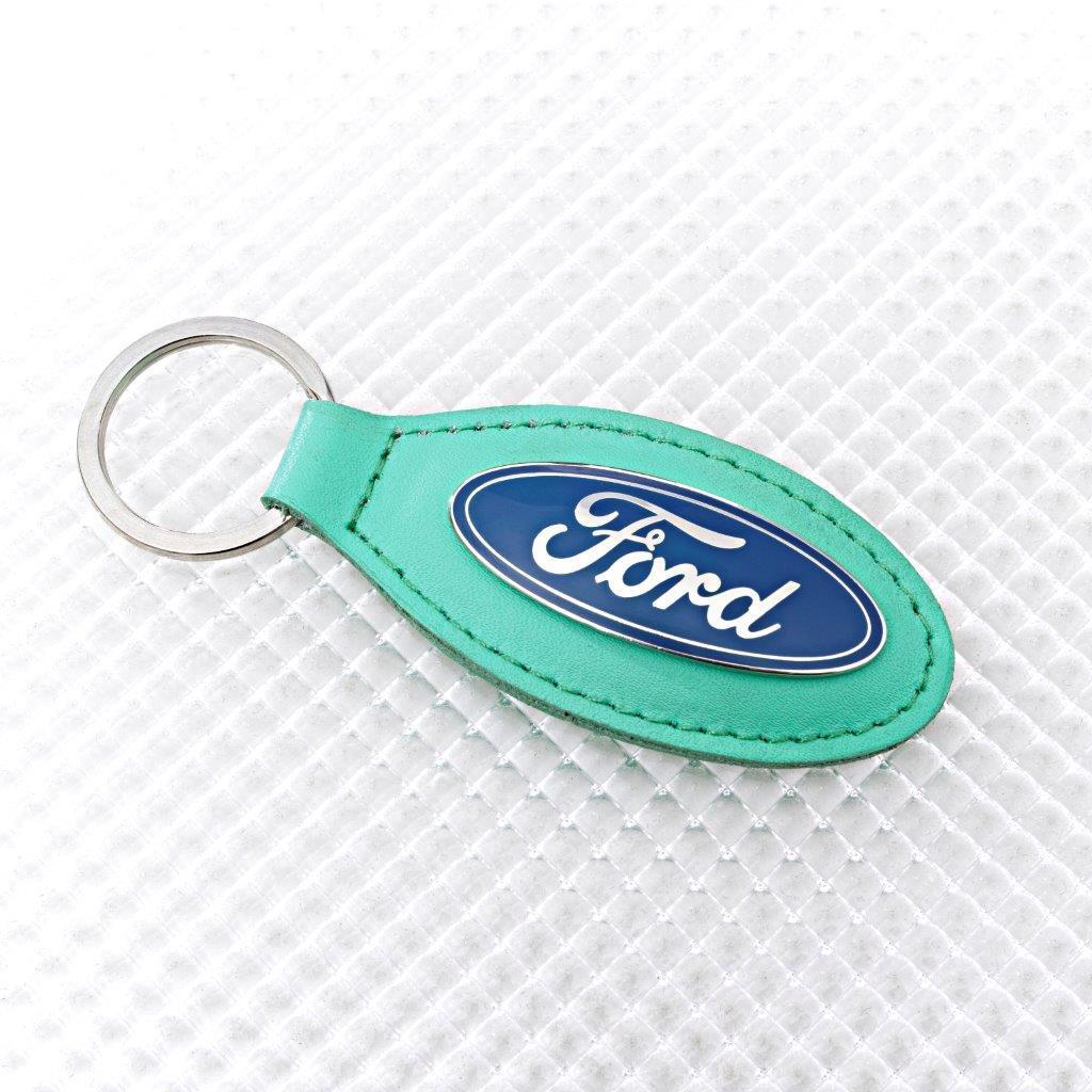 Richbrook 'Official Licensed' Ford Logo Keyring with MINT GREEN Leather Key Fob
