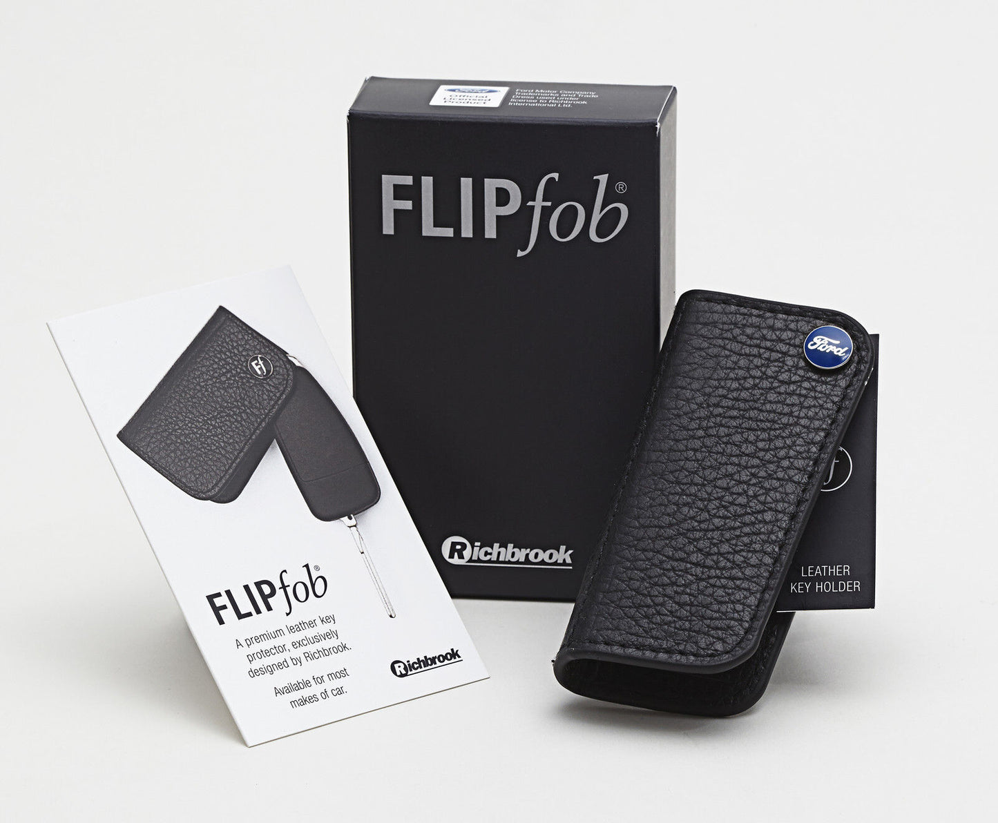 Richbrook 'Official Licensed' Ford Logo FlipFob (Leather Car Key Holder)