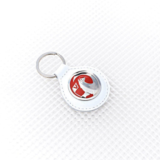 Richbrook 'Official Licensed' Vauxhall Logo Keyring with WHITE Leather Key Fob