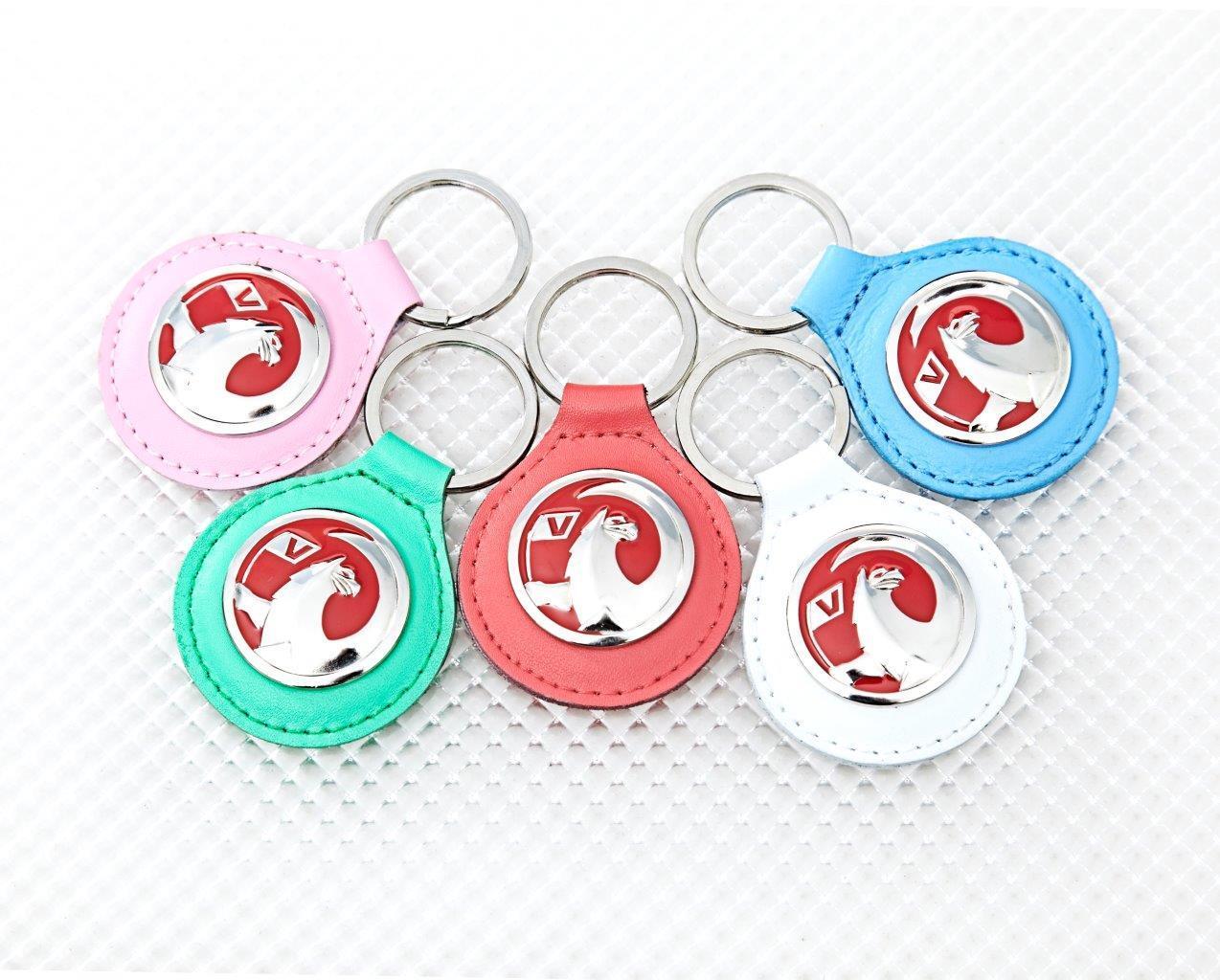 Richbrook 'Licensed' Vauxhall Logo Keyring with SKY BLUE Leather Key Fob