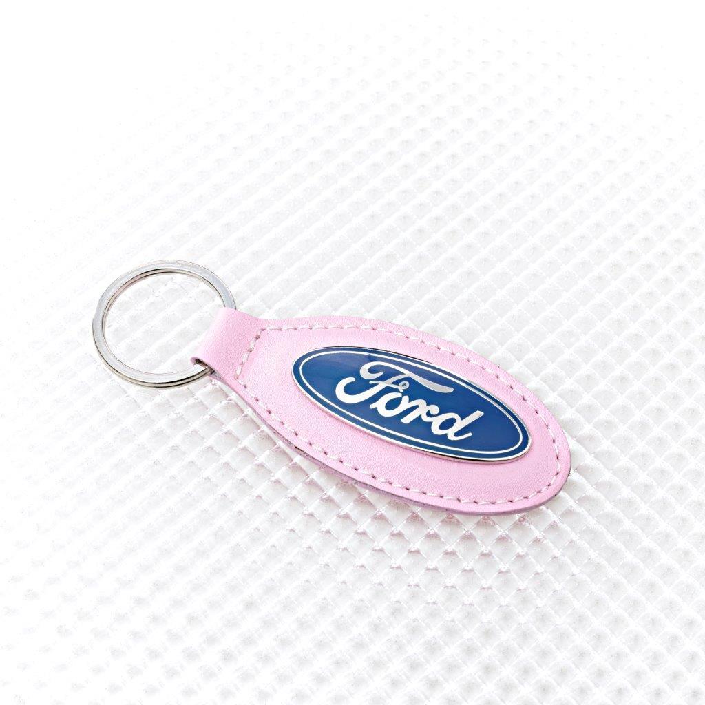 Richbrook 'Official Licensed' Ford Logo Keyring with PINK Leather Key Fob